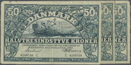 Denmark: Set Of 3 Banknotes 50 Kroner 2x 1941 P. 32c (both In F Condition) And 1x Dated 1942 P. 32d (F+ Condition),... - Denemarken