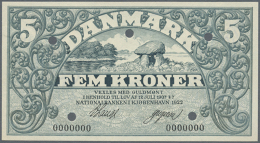 Denmark: 5 Kroner 1922 SPECIMEN P. 20is, Very Rare Note, Early Date, Bank Cancellation Holes And Zero Serial... - Denemarken