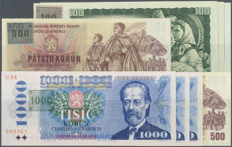 Czech Republic: Set Of 8 Banknotes In Nice Condition Containing 3x 100 Korun 1993 With Provisional Stamp P. 1 (2x... - Tsjechië