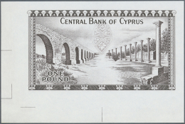 Cyprus: Front Proof With Finished Design And Front Proof With Underprint Only Of The 1 Pound Note Series 1966-78,... - Cyprus