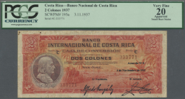 Costa Rica: 2 Colones 1937 P. 195a, PCGS Graded Very Fine 20 Apparent With Small Rust Stains. (R) - Costa Rica