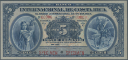 Costa Rica: 5 Colones ND(1919-30) Specimen P. 174s, Beautifully Designed Banknote, Rarely Seen As PMG Graded, In... - Costa Rica