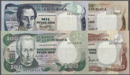 Colombia: Set Of 10 Different REPLACMENT Notes From 1970-1980, Containing 200 Pesos 1983, 1987; 1000 Pesos 1990,... - Colombia