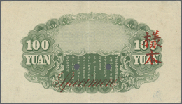 China: 100 Yuan ND(1933) Specimen Proof Of The Back Side, Uniface Printed With Specimen Overprint, Condition: VF+.... - China