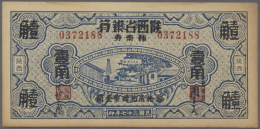 China: Provincial Bank Of Shensi 1 Chiao = 10 Cents On 50 Coppers ND(1939), P.S2691, Yellowed Paper With... - China