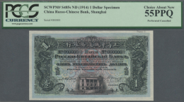 China: Russo-Chinese Bank, Shanghai Branch, 1 Mexican Dollar ND(1914) SPECIMEN, P.S541s, Highly Rare Note In... - China