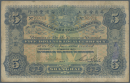 China: Hong Kong & Shanghai Banking Corporation 5 Dollars 1923, P.S353 In Nice Used Condition With Several... - China