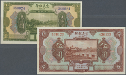 China: Set Of 2 Notes The Chinese Italian Banking Corporation Containing 1 And 5 Yuan 1921 P. S253 And S254, Both... - China