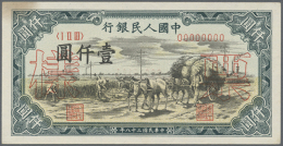 China: 1000 Yuan 1949 Specimen Proofs P. 849s, Front And Back Printed Seperatly Uniface, With Zero Serial Numbers... - China