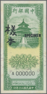 China: Bank Of Territorial Development 10 Cents 1941 Specimen Proof Prints, Front And Back Side Seperatly Printed,... - China