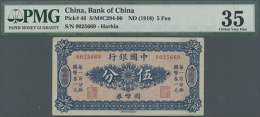 China: Bank Of China 5 Fen ND(1918) P. 46, PMG Graded 35 Choice Very Fine. (D) - China