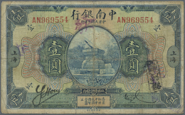 China: The China & South Sea Bank Ltd. 1 Yuan 1921 Shanghai P. A121b, Used With Folds, Stains And Writing,... - China