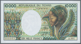 Chad: 10.000 Francs ND P. 12 With Very Low Serial Number For This Note Type, Series A.001 #0000460005, Light Dint... - Chad
