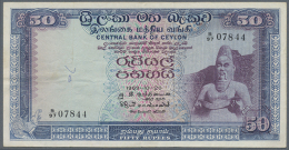 Ceylon: 50 Rupees October 20th 1969, P.75a In Nice Used Condition With Several Folds, Small Graffiti At Left Center... - Sri Lanka