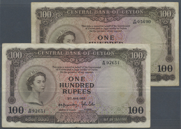 Ceylon: Pair Of 100 Rupees June 3rd 1952 And 100 Rupees October 16th 1954, Both P.53 In Nice Looking Used Condition... - Sri Lanka