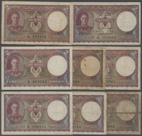 Ceylon: Set With 8 Banknotes 2 Rupees Dated December 20th 1941, August 4th 1943, July 12th 1944, June 24th 1945,... - Sri Lanka