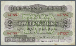 Ceylon: 2 Rupees October 1st 1925, P.21a, Several Folds Along The Note, Stains At Lower Margin And On Back.... - Sri Lanka