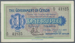 Ceylon: 1 Rupee October 1st 1925, P.16b In Excellent Condition With Vertical And Horizontal Bend, Otherwise Crisp... - Sri Lanka