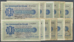 Ceylon: Set With 12 Banknotes 1 Rupee Dated 1926, 1927, 1928, 1929, 1930, 1931, 1934, 1935, 1936, 1937, 1938 And... - Sri Lanka