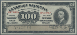 Canada: La Banque Nationale 100 Dollars 1922 SPECIMEN, P.S875s In Perfect Condition, Slightly Wavy Paper At Left... - Canada