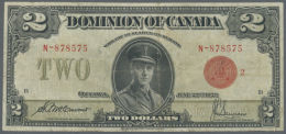 Canada: Set Of 5 Different Larger Size Banknotes Containing 1 Dollar 1917 P. 32d (F-), 1 Dollar 1923 P. 33j (F), 1... - Canada