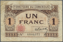 Cameroon: 1 Franc ND(1922) P. 5, Rare Note, Used With Folds And Light Staining In Paper But Without Holes Or Tears,... - Cameroon