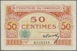Cameroon: 50 Centimes ND(1922) P. 4, Rare Note With 2 Vertical Folds, One Light Horizontal Bend, No Holes Or Tears,... - Cameroon