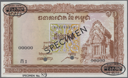 Cambodia: 10 Riels 1955 Specimen P. 3s2, In Condition: UNC. (D) - Cambodja