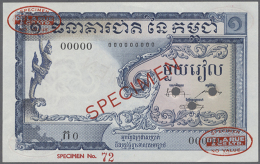 Cambodia: 1 Riel 1955 Specimen P. 1s, In Condition: AUNC. (D) - Cambodia