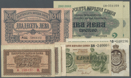Bulgaria: Set Of 9 Notes Containing 3x 20 Leva 1944 P. 68a,b,c (all F+), 2x 20 Leva 1943 P. 63a,b (UNC And F+), 2x... - Bulgaria