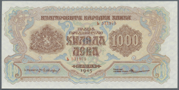 Bulgaria: 1000 Leva 1945, P.72, Very Nice Looking Note With Bright Colors And In Excellent Condition, Just A... - Bulgaria
