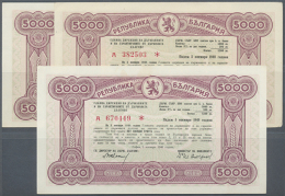 Bulgaria: Very Nice Set With 3 X 5000 Leva 1946, P.67R In Excellent Condition Without Folds With Very Strong Paper,... - Bulgarije