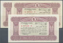 Bulgaria: Very Nice Set With 3 X 5000 Leva 1946, P.67R In Excellent Condition Without Folds With Very Strong Paper,... - Bulgarie