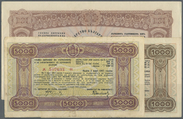 Bulgaria: Set Of 3 Different Notes Containing 1000 Leva 1944 P. 67L (XF To XF-), 1000 Leva 1945 P. 67O (F) And 5000... - Bulgarije