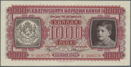Bulgaria: 1000 Leva 1943, P.67, Minor Creases At Left And Right Border, Otherwise Perfect. Condition: XF+ (R) - Bulgaria