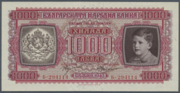 Bulgaria: 1000 Leva 1943, P.67 In Excellent Condition, Only A Few Minor Creases In The Paper And Slightly Rounded... - Bulgarije
