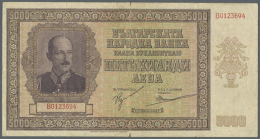 Bulgaria: 5000 Leva 1942 P. 62, Used With Stronger Center Fold, Handling And Creases In Paper But No Holes, Strill... - Bulgaria