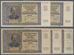Bulgaria: Set With 9 Banknotes Containing 5 X 500 Leva 1942 And 4 X 1000 Leva 1942, P.60, 61 In Different Used... - Bulgaria