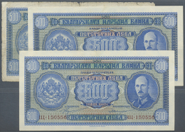 Bulgaria: Set With 3 Banknotes 500 Leva 1940, P.58, Two Of Them In AUNC With Minor Creases And Tiny Spots And One... - Bulgarije
