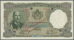 Bulgaria: 5000 Leva 1938 SPECIMEN P. 57s, Very Rare Note With Red Specimen Overprint On Front And Back, 4 Bank... - Bulgaria