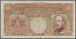 Bulgaria: 1000 Leva 1929 P. 53 In Used Condition With Several Folds And Light Staining In Paper, No Holes Or Tears,... - Bulgarie