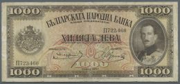 Bulgaria: 1000 Leva 1925 P. 48 In Used Condition With Several Folds And Light Staining In Paper, Very Strong Center... - Bulgarije