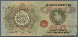 Bulgaria: 5000 Leva 1924 P. 41, Rare Issue, This Example Is Used With Vertical And Horizontal Folds, Small Missing... - Bulgaria