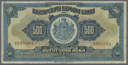 Bulgaria: 500 Leva 1922, P.39, Seldom Offered Note In Used Condition With Several Folds, Staining Paper And Tiny... - Bulgarije