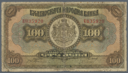 Bulgaria: 100 Leva 1922 P. 38 In Stronger Used Condition With Several Folds, Stains And Creases, Center Hole But No... - Bulgaria