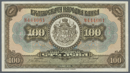 Bulgaria: 100 Leva 1922, P.38, Very Nice Looking And Rare Note With Some Vertical And Horizontal Folds, Very Tiny... - Bulgaria