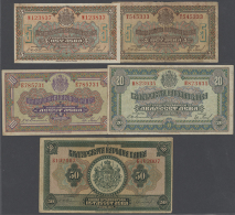 Bulgaria: Nice Set With 5 Banknotes Containing 2 X 5 Leva, 10, 20 And 50 Leva 1922, P.34-37, All In Used Condition... - Bulgarie