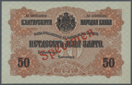 Bulgaria: 50 Leva Zlato ND(1916) Gold Issue SPECIMEN P. 19s, Rarely Seen On The Market With Zero Serial Numbers And... - Bulgarije