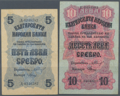 Bulgaria: Set Of 2 Notes Containing 5 And 10 Leva ND(1916) Silver Issue, Both With Folds But Without Holes Or... - Bulgaria