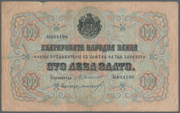 Bulgaria: 100 Leva ND(1906) P. 11c, Used With Several Folds, A Small Damage At Upper Left But No Holes, Still... - Bulgarije